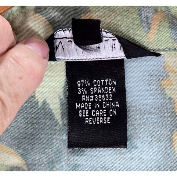 Denim Jacket 3/4 Sleeves L Multiples Pastel Blue Green Brass Accents Open Front - Picture 9 of 15